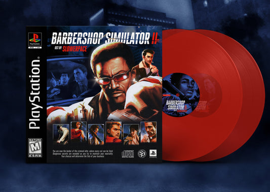 Record cover with men on front and title with red records